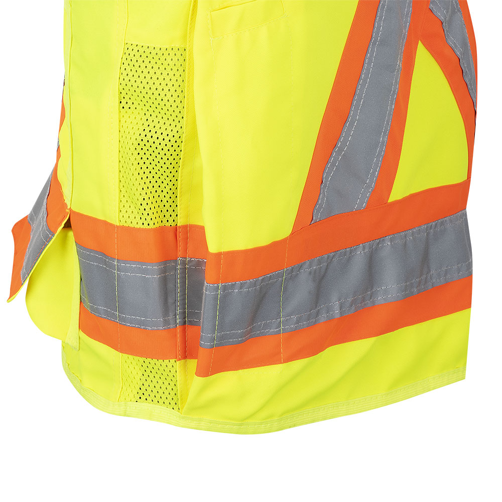 Gilets de sécurité - Polyester en sergé tissé 150D, Boutons pressions, Jaune, GR: L