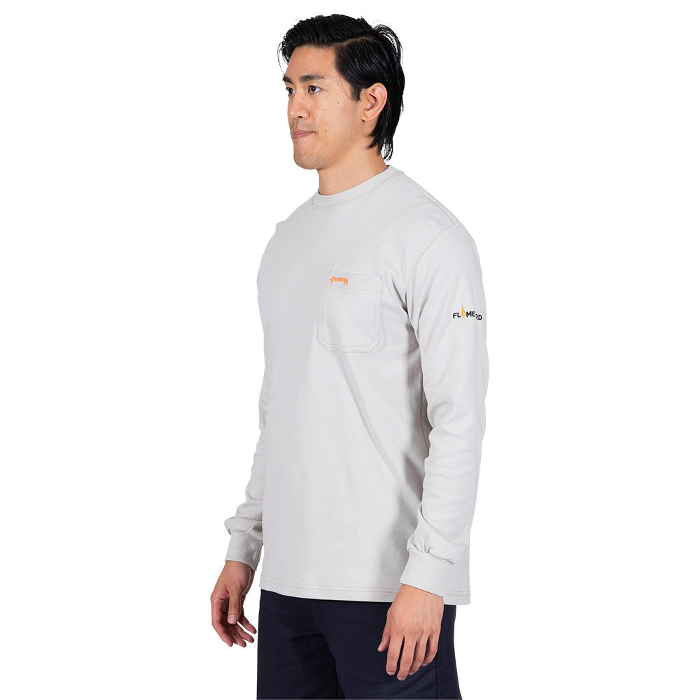 Chemise en coton à manches longues ignifuge, gris clair, SZ : XL