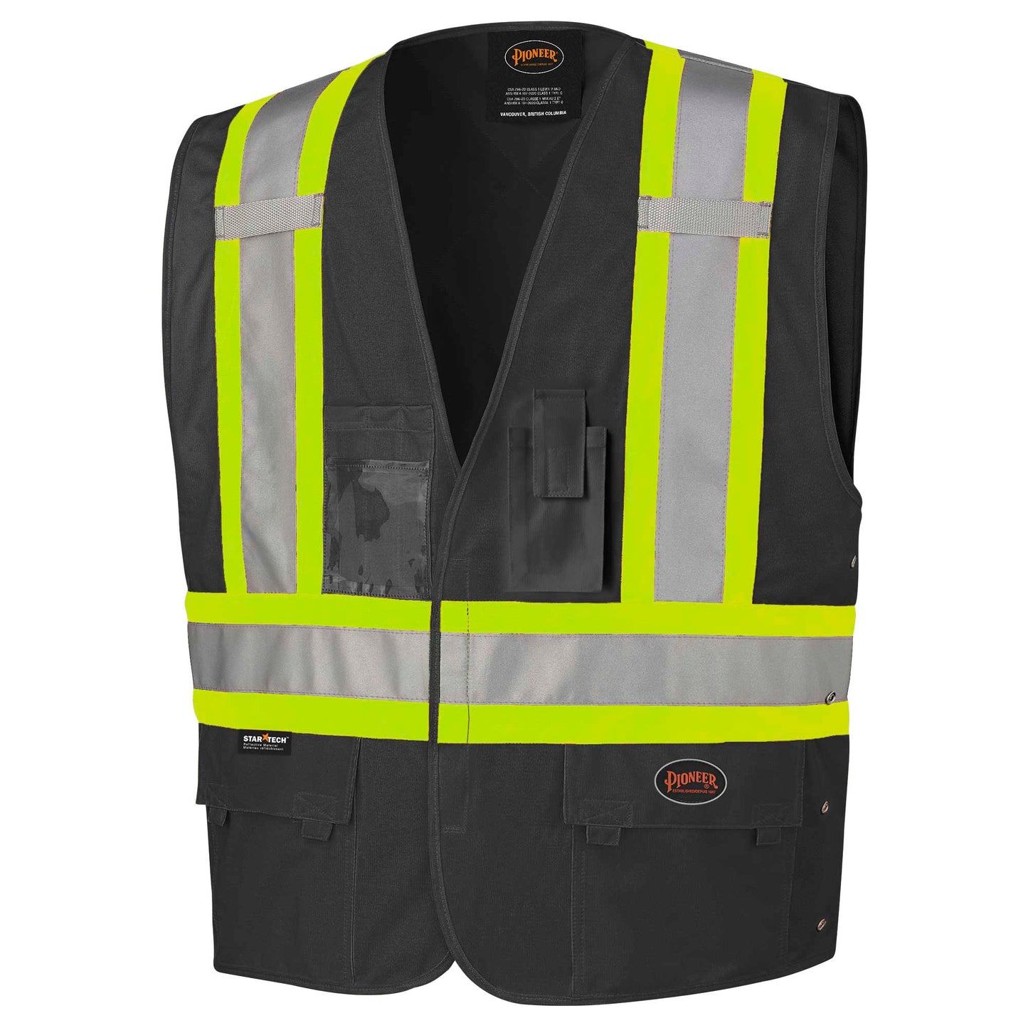Veste de sécurité haute visibilité à côtés ajustables, Noir, GR: 2/3XL