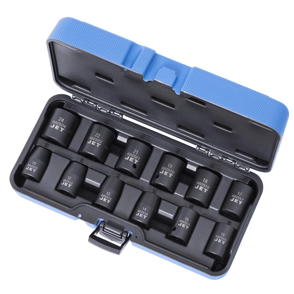 JET 12 PC 1/2" DR Metric Impact Socket Set - 6 Point