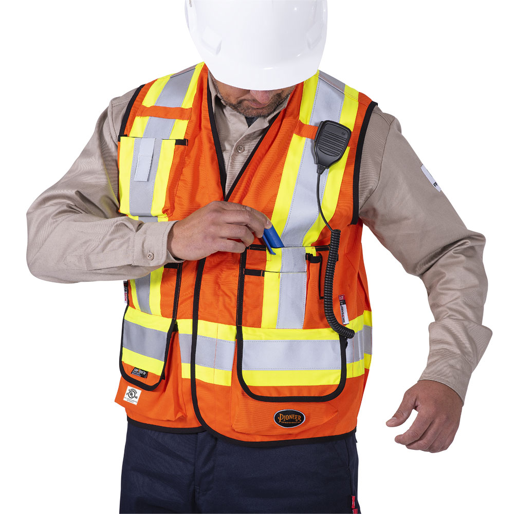 Hi-Viz FR-Tech® Flame Resistant Surveyor's Safety Vests, orange, SZ: L