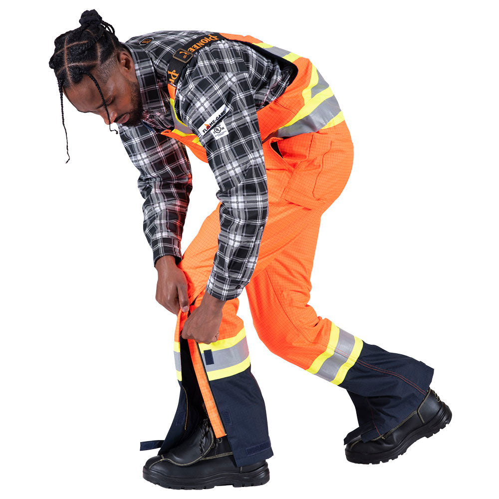 The Defender® Hi-Vis Anti-Static Safety Bib Pants, Orange, SZ: 2XL