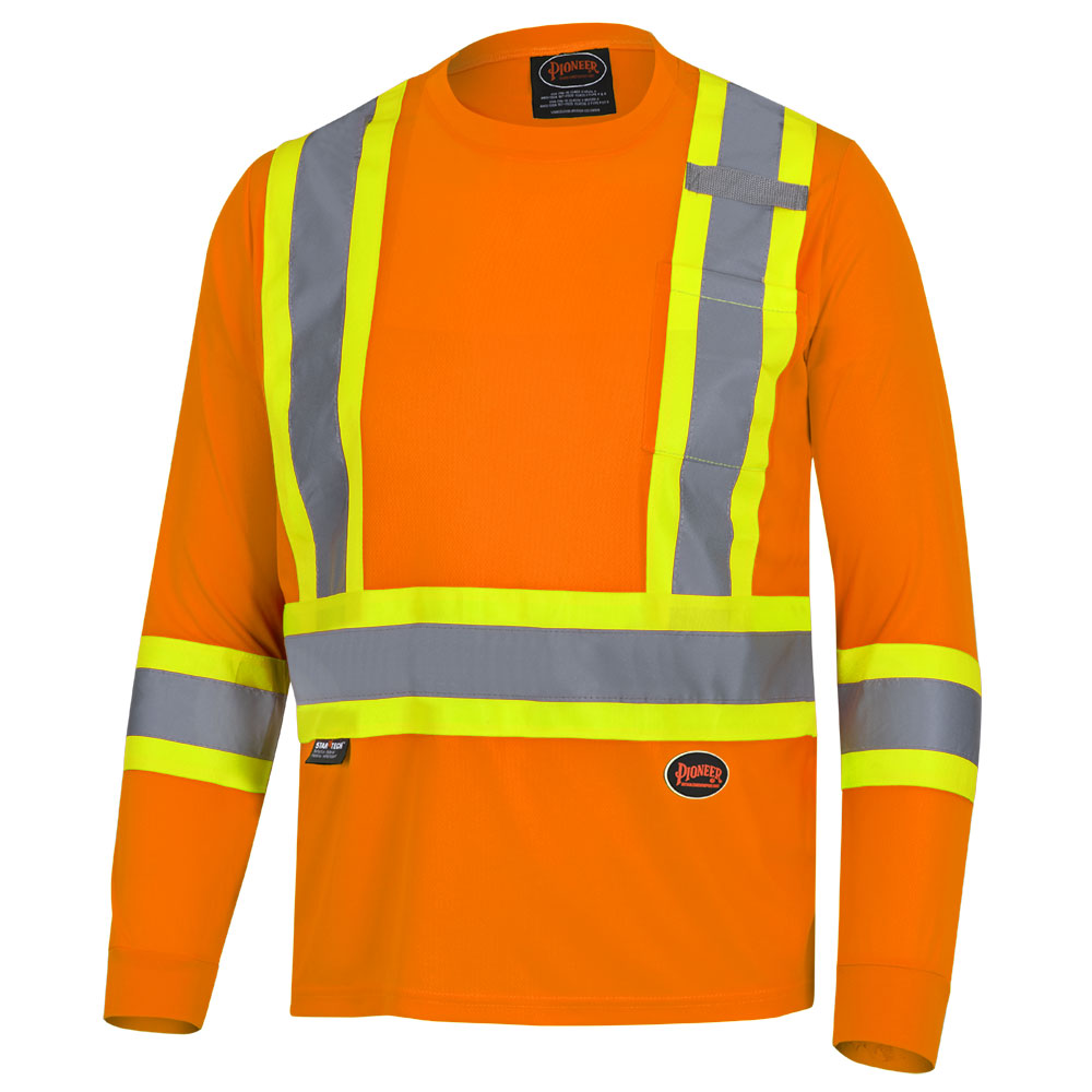 Chandail de sécurité à manches longues en polyester œil de perdrix, Orange, GR: S