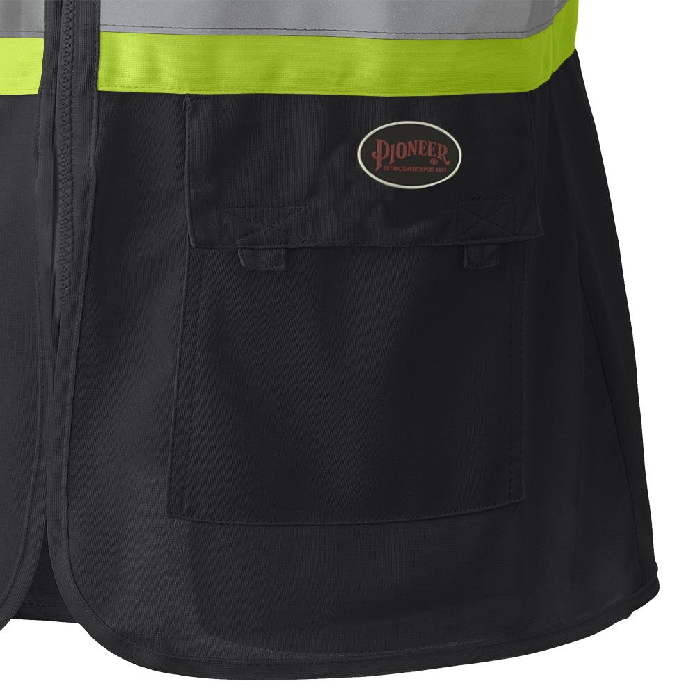 Veste de sécurité pour femmes, Tricot de Poly Interlock, Fermeture éclair, Noir, GR: L