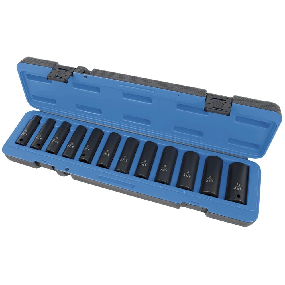 JET 12 PC 1/2" DR Deep Metric Impact Socket Set - 6 Point