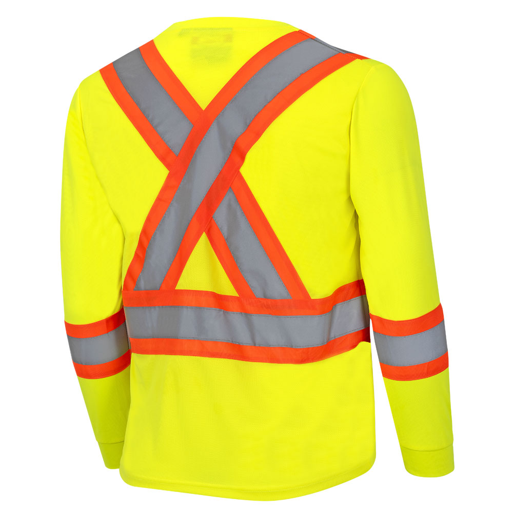 Chandail de sécurité à manches longues en polyester œil de perdrix, Jaune, GR: S