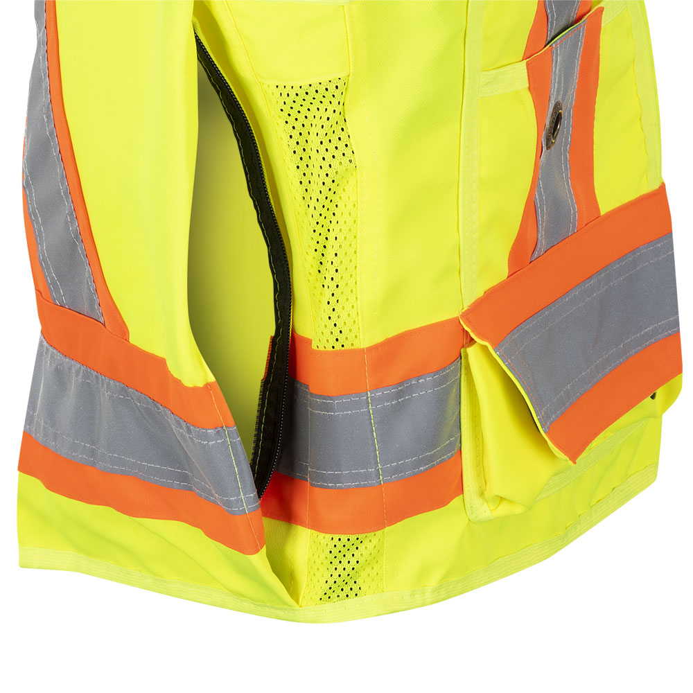 Gilets de sécurité - Polyester en sergé tissé 150D, Boutons pressions, Jaune, GR: L