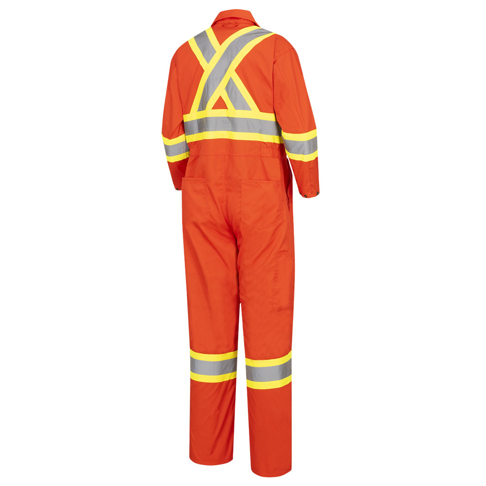 Safety Coverall, Polyester/Cotton, Orange, SZ: 62