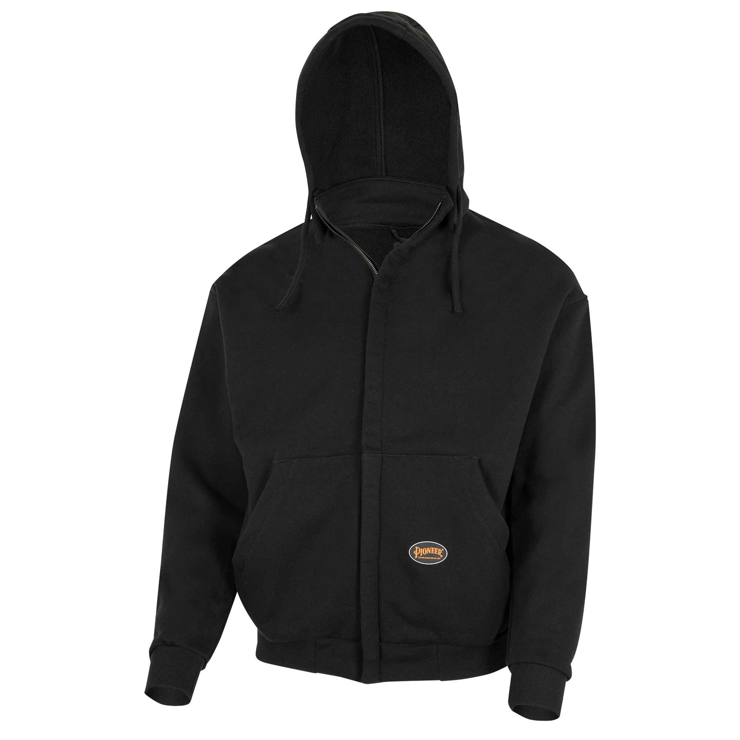 Sweat à capuche en coton épais avec fermeture éclair et ignifuge, noir, SZ : XL