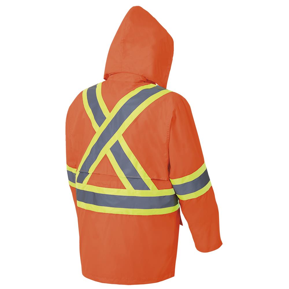 Hi-Viz Rain Suit, 150D Oxford Polyester, Orange, SZ: 3XL