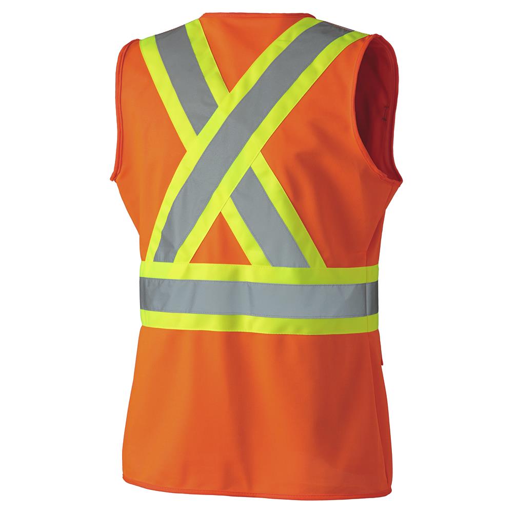 Women's Safety Vest Tricot Poly Interlock, Orange, SZ: XS