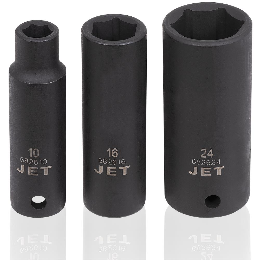 JET 12 PC 1/2" DR Deep Metric Impact Socket Set - 6 Point