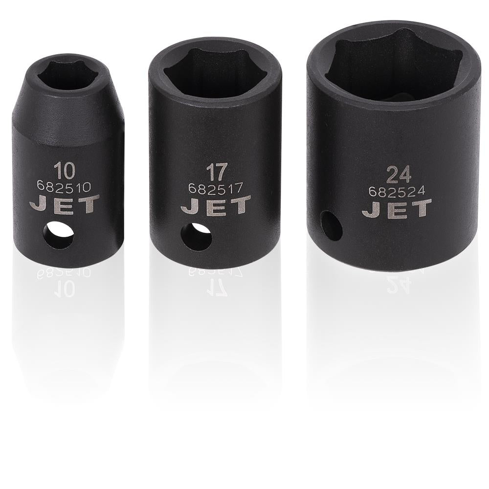 JET Jeu de 12 douilles à chocs métriques à prise de 1/2 po - 6 pans