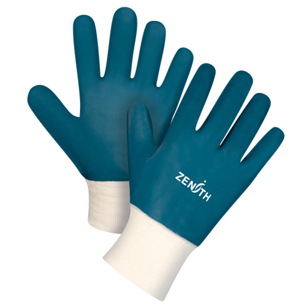 Heavyweight Knit Wrist Gloves, 9/Large, Nitrile Coating, Cotton Shell