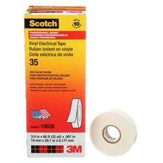 Scotch® Vinyl Electrical Colour Coding Tape, 35, white, 7 mil (0.18 mm), 3/4 in x 66 ft (19.1 mm x 20.1 m), 10/pk