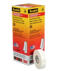 Scotch® Vinyl Electrical Colour Coding Tape, 35, white, 7 mil (0.18 mm), 3/4 in x 66 ft (19.1 mm x 20.1 m), 10/pk