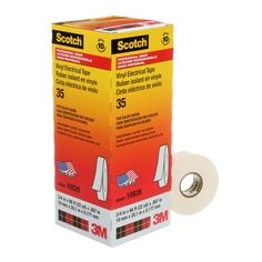 Scotch® Vinyl Electrical Colour Coding Tape, 35, white, 7 mil (0.18 mm), 3/4 in x 66 ft (19.1 mm x 20.1 m), 10/pk