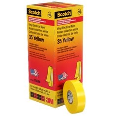 Scotch® Vinyl Colour Coding Electrical Tape, 35, yellow, 7 mil (0.18 mm), 3/4 in x 66 ft (19.1 mm x 20.1 m), 10/bx