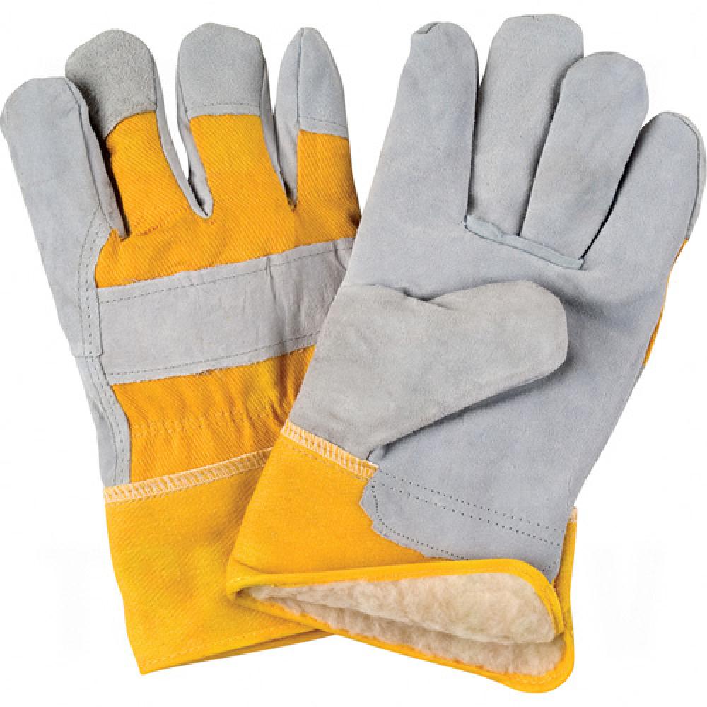 Premium Winter-Lined Fitters Gloves, X-Large, Split Cowhide Palm, Boa Inner Lining