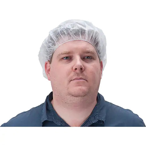 Bonnets bouffants non pelucheux, polypropylène, 21"/Large, blanc