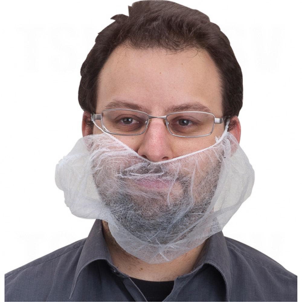 Filets à barbe avec une ficelle derrière la tête, polypropylène, blanc, 100/pqt