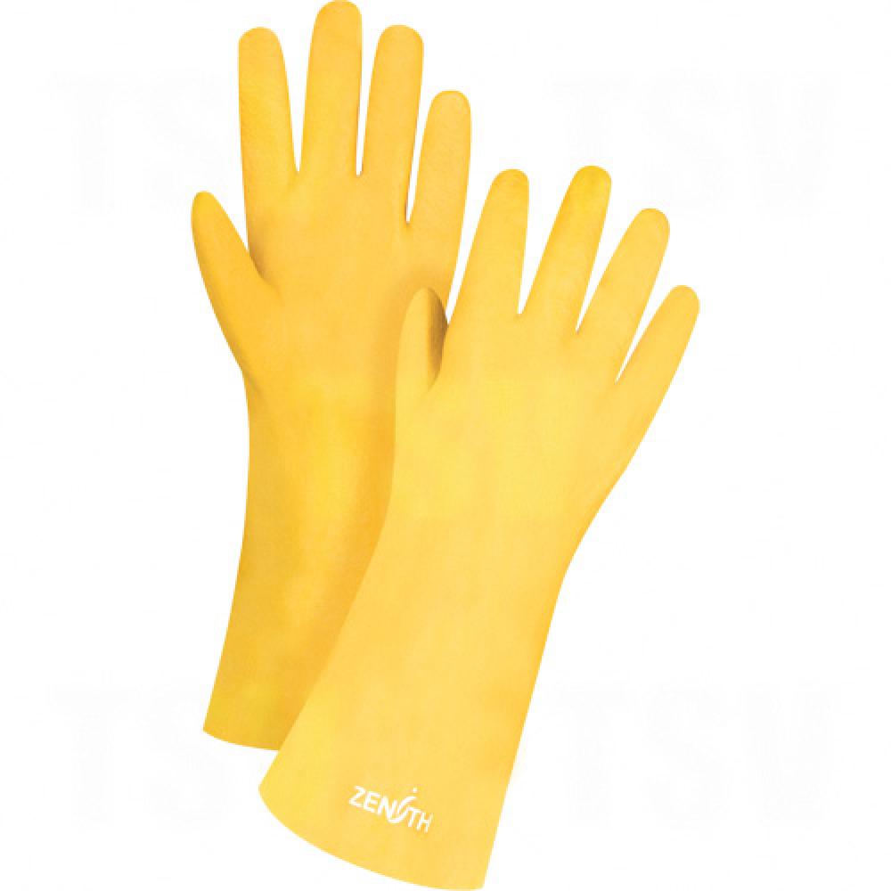 Rough-Finish Chemical-Resistant Gloves, Size 9, 14" L, PVC, Interlock Inner Lining, 47-mil