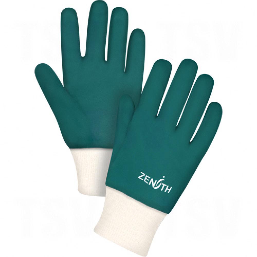 Gants verts à double trempage, 10 po de longueur, PVC, doublure intérieure en jersey de coton, 70 mil
