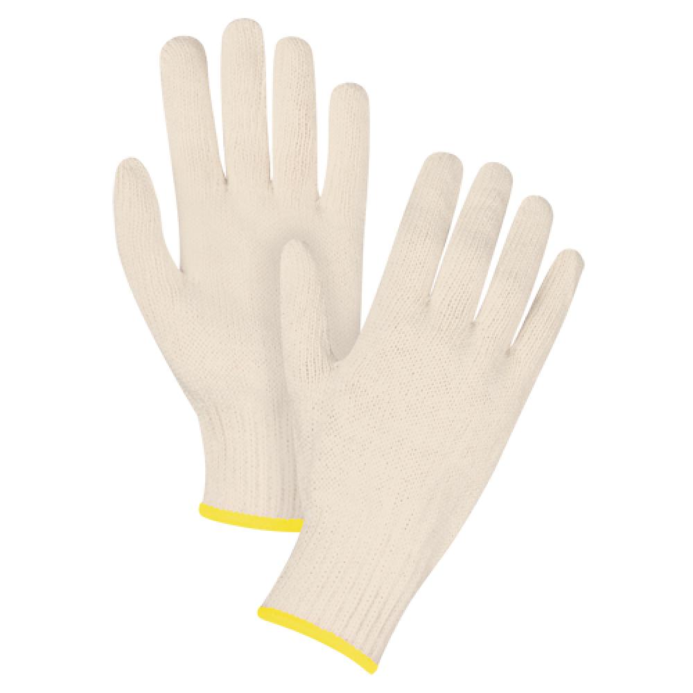 Heavyweight String Knit Gloves, Poly/Cotton, Yellow Wrist, 7 Gauge, 2X-Large