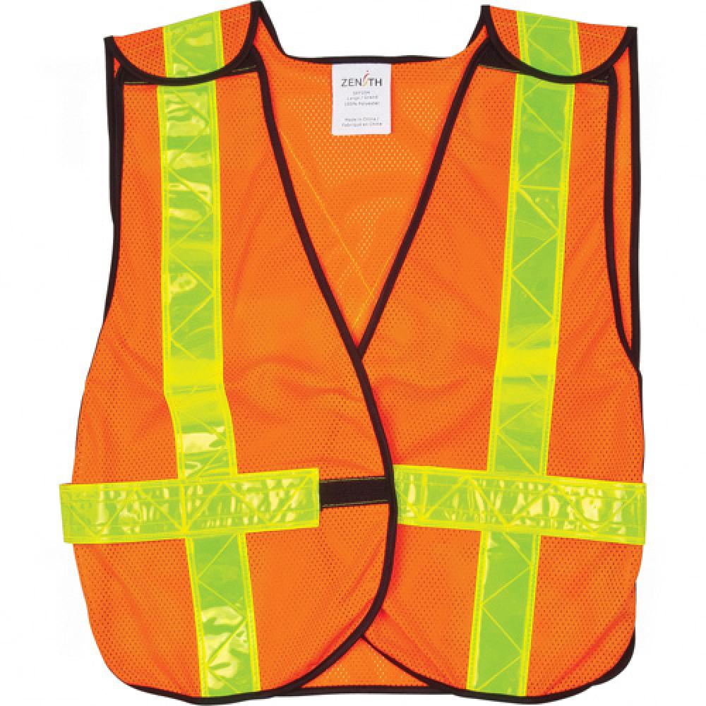 Standard-Duty Safety Vest, High Visibility Orange, 2X-Large, Polyester