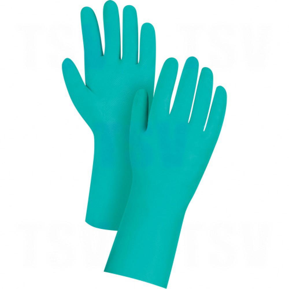 Premium Diamond-Grip Chemical-Resistant Gloves, Size Large/9, 13" L, Green, Nitrile, 11-mil