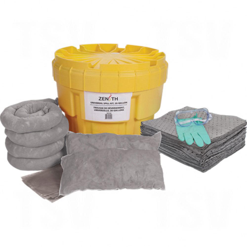 Large-Capacity Spill Kit, Universal, Overpack/Salvage Drum, 20 US gal. Absorbancy