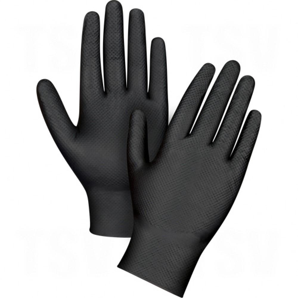 Heavyweight Tactile Grip Examination Gloves, Medium, Nitrile, 8-mil, Powder-Free, Black, 50/bx