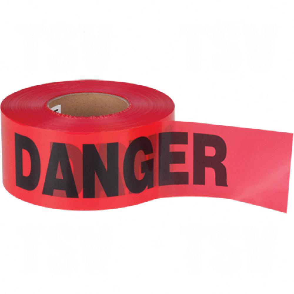 "Danger" Barricade Tape, Bilingual, 3" W x 1000' L, 2 mils, Black on Red