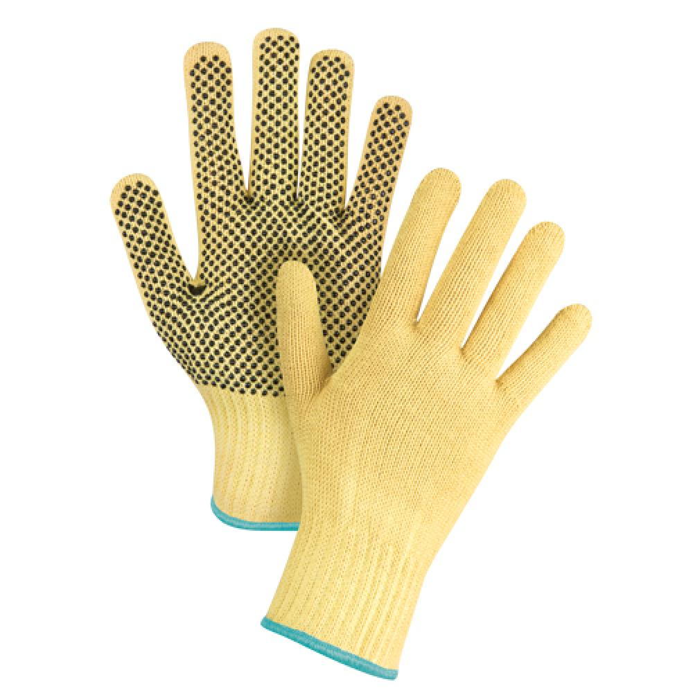 Dotted Seamless String Knit Gloves, Size X-Large/10, 7 Gauge, PVC Coated, Kevlar® Shell, ASTM ANSI Level A2/EN 388 Level 3