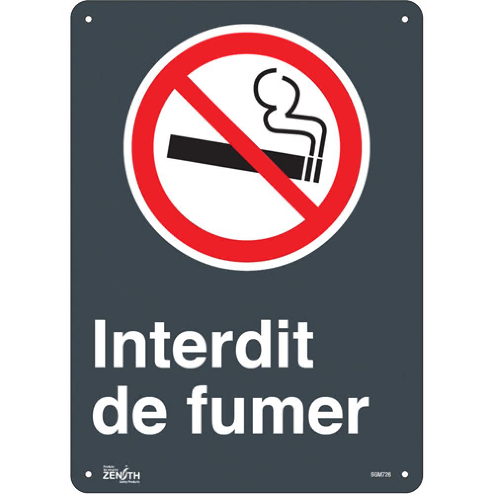 "Interdit De Fumer" Sign, 14" x 10", Aluminum, French with Pictogram