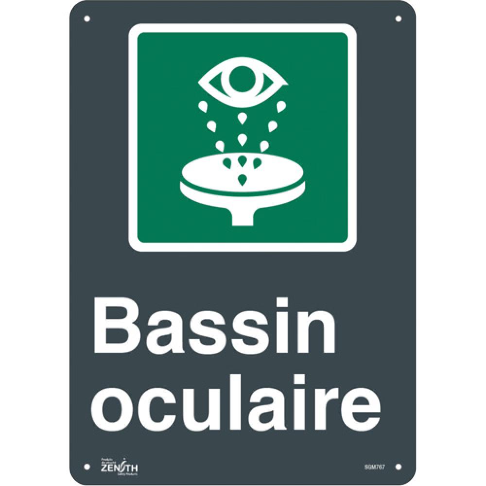 "Bassin Oculaire" Sign, 14" x 10", Plastic, French with Pictogram