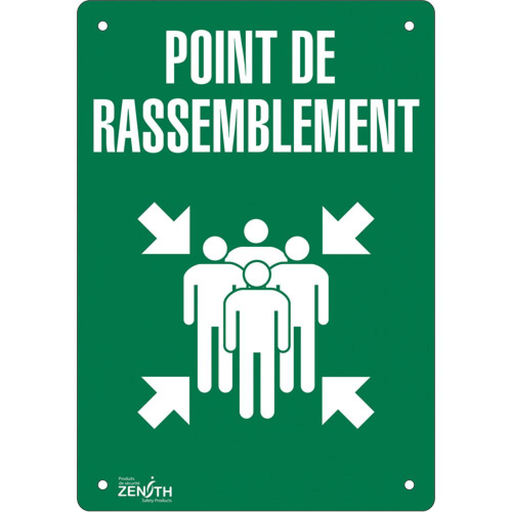 Panneau « Point de rassemblement », 14" x 10", aluminium, français avec pictogramme