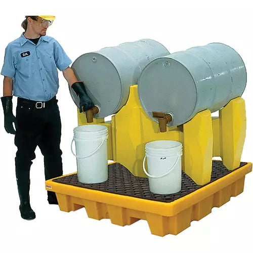 Ultra-Tech, Ultra-Drum Rack Containment System®, 2 Drums, Yellow, Polyethylene, 66 Gallons, 53" x 53" x 44.8"