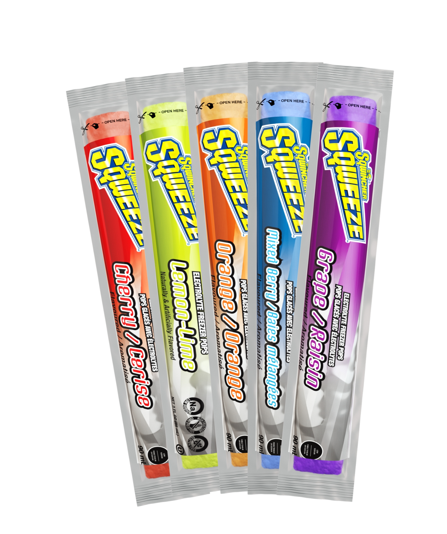 Sqwincher Sqweeze® Electrolyte Freezer Pops, 3 oz, 5 saveurs, 150/CS