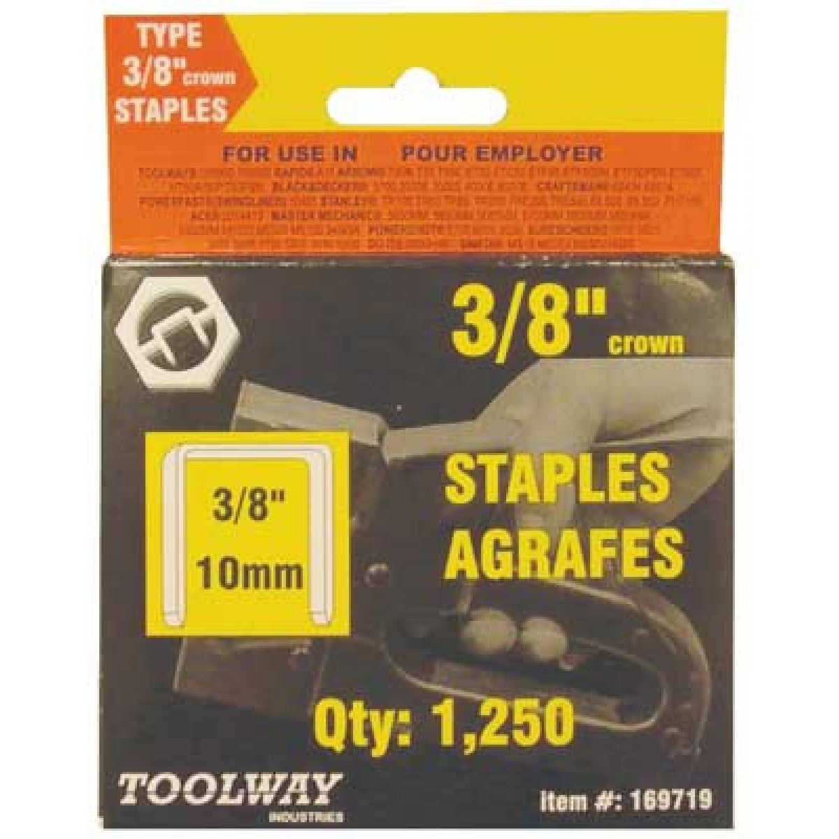 Staples T50 3/8in x 3/8in Crown Chisel Point 20ga 4x1250/pk