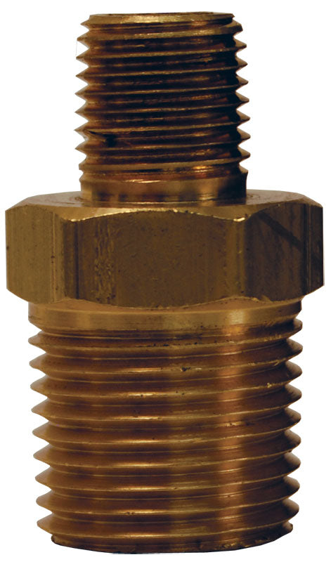 Hex Reducing Nipple 1/4" x 1/8" NPT – Brass