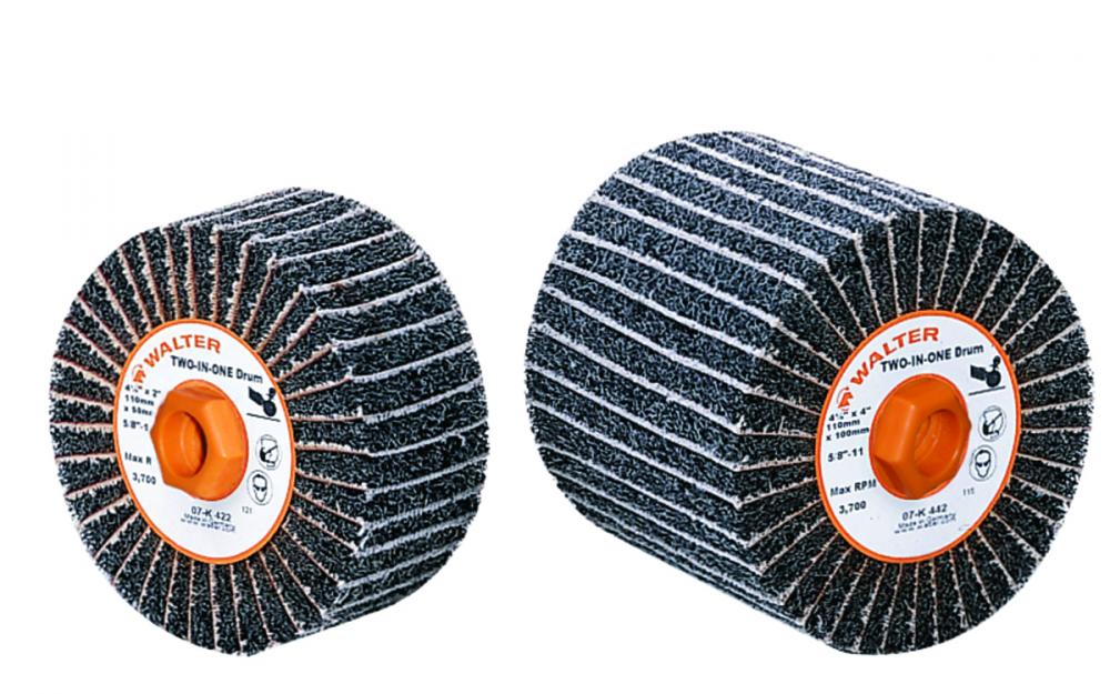 Two-in-one Drums, 4-1/2 In. X 5/8in.-11 In. X 4 In. Grit 80
