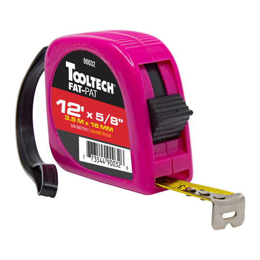 Tape Measure 12ft(3.5m) x 5/8in Metric/Imperial Plastic Pink