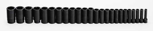 Jeu de 24 douilles profondes métriques à 6 pans, entraînement 1/2"
