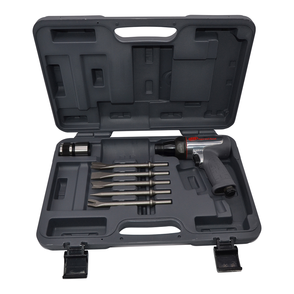 Vibration Reduced Air Hammer 5-Piece Chisel Set, 3530 BPM, 2-5/8" Stroke, Round Shank