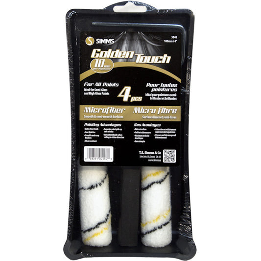 Ensemble de mini rouleaux de peinture en microfibre Simms Golden Touch de 100 mm