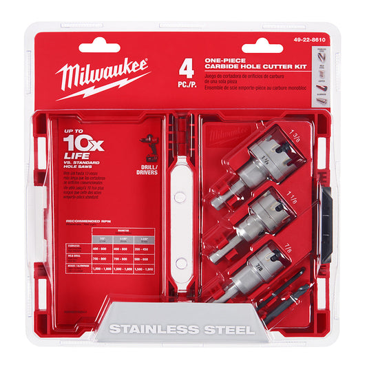 One-piece Carbide Hole Cutter Set: 4pc