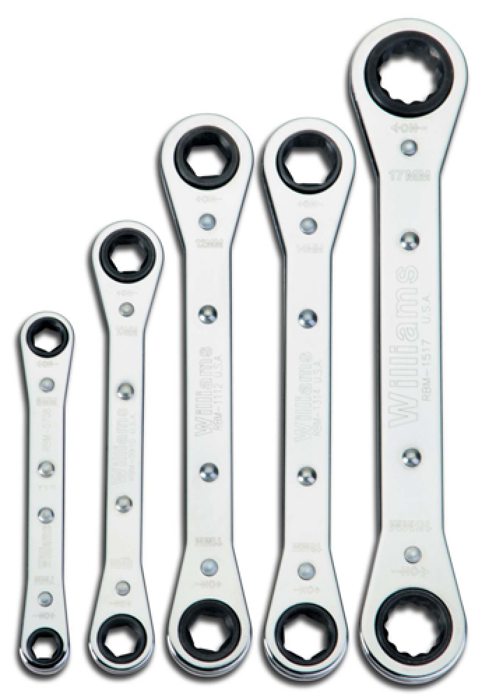 5 Piece SAE Double Head Ratcheting Box Wrench Set