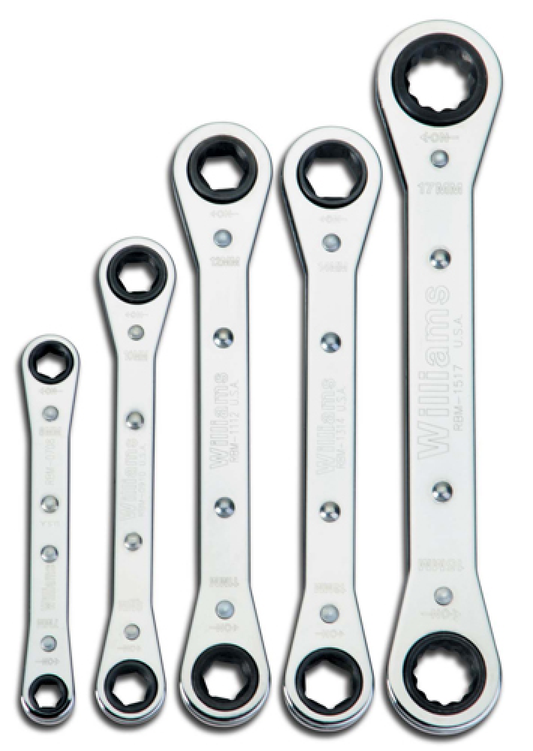 5 Piece SAE Double Head Ratcheting Box Wrench Set