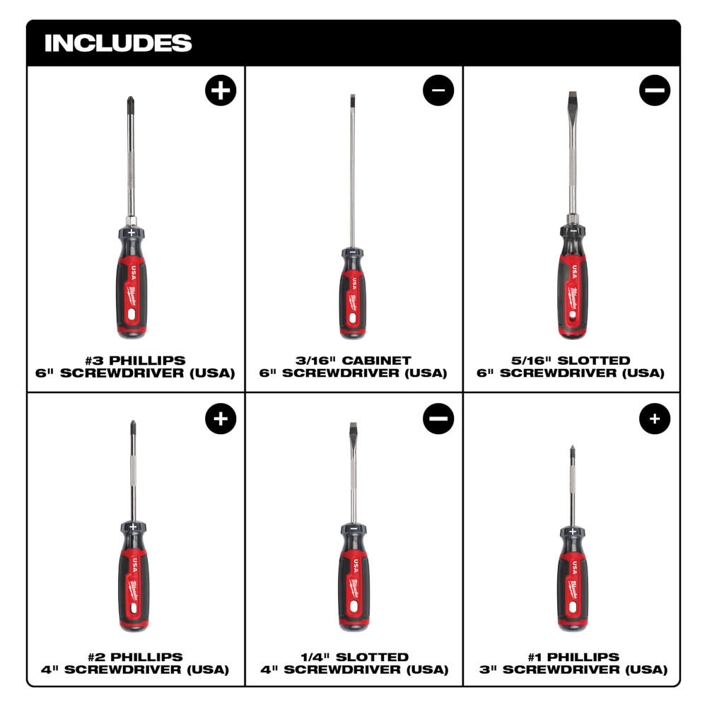 6PC Cushion Grip Screwdriver Kit 